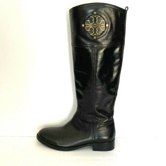 Tory Burch Black Calf Leather Knee High Kiernan Riding Boots 7 - Picture 4 of 10